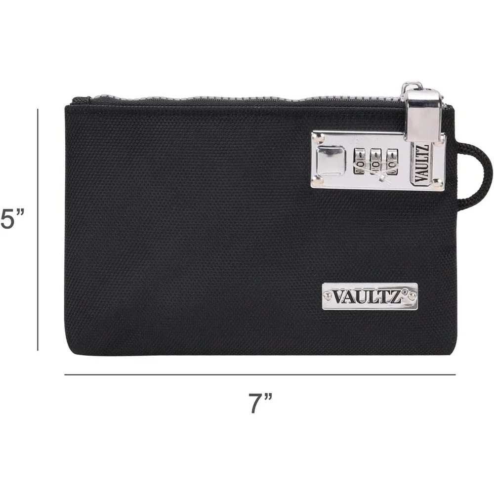 NWT! Vaultz Money‎ Bag with Lock - 7 x 5 x 0.5in Black